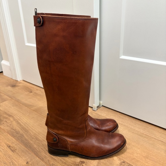 FRYE Melissa back button boots in cognac leather - Size 6.5 - Picture 5 of 8